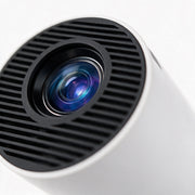 Close-up of the portable projector lens