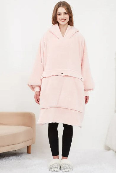 Pink oversized wearable hoodie blanket
