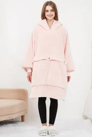 Pink oversized wearable hoodie blanket